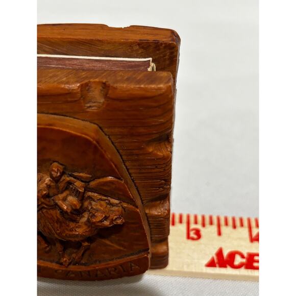 Vintage Beautifully hand carved Wooden Matchbox Holder Box Gran Canaria travel - Picture 8 of 12